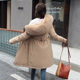 Load image into Gallery viewer, Korean version of long and medium length big fur collar with fleece jacket cotton jacket for women&#39;s fashion