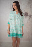 Load image into Gallery viewer, Cintia Teal Spanish Handmade Flowy Dress