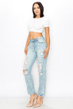 Load image into Gallery viewer, Light Wash High Rise Straight Fit Jeans