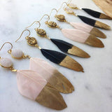 Load image into Gallery viewer, Gold Dipped Feather Earrings