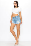 Load image into Gallery viewer, High Rise Light Fray Denim Shorts