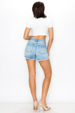 Load image into Gallery viewer, High Rise Light Fray Denim Shorts