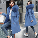 Load image into Gallery viewer, Korean version of long and medium length big fur collar with fleece jacket cotton jacket for women&#39;s fashion