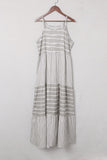 Load image into Gallery viewer, Gray Striped Spaghetti Strap Long Dress