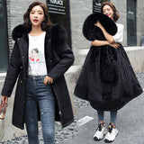 Load image into Gallery viewer, Korean version of long and medium length big fur collar with fleece jacket cotton jacket for women&#39;s fashion