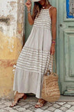 Load image into Gallery viewer, Gray Striped Spaghetti Strap Long Dress