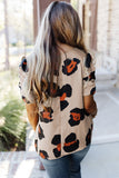 Load image into Gallery viewer, Khaki Ruched Short Sleeve Leopard Print Blouse