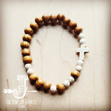 Load image into Gallery viewer, Bracelet Bar-Wood &amp; White Turquoise Beads 804c