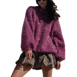 Load image into Gallery viewer, Fashionable sequined sweater, loose round neck lantern sleeve head, knitted sweater