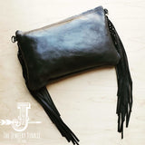 Load image into Gallery viewer, Black Leather Clutch w/ Fringe