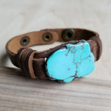 Load image into Gallery viewer, Leather Cuff w/ Blue Turquoise