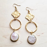 Load image into Gallery viewer, Brushed Gold Freshwater Pearl Dangle Earrings