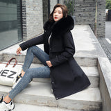 Load image into Gallery viewer, Korean version of long and medium length big fur collar with fleece jacket cotton jacket for women&#39;s fashion