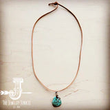 Load image into Gallery viewer, Leather Necklace with Turquoise Pendant-Tan