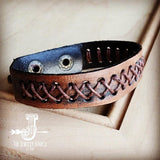 Load image into Gallery viewer, Dark Brown Vintage Woven Leather Cuff