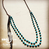 Load image into Gallery viewer, Double Strand Turquoise Necklace w/ Tassel