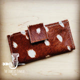 Load image into Gallery viewer, Hair-On Hide Leather Wallet in Deer Axis Print w/ Snap