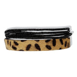 Load image into Gallery viewer, Leather Leopard Stack Bracelet