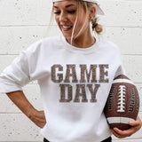 Load image into Gallery viewer, Gameday Leopard Print - White or Black fleece lined sweatshirt