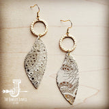 Load image into Gallery viewer, Leather Accent Earrings in Gold and White Paisley