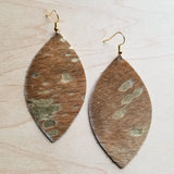 Load image into Gallery viewer, Leather Oval Earrings in Tan and Gold Metallic Hair-on-Hide