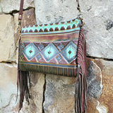 Load image into Gallery viewer, Blue Navajo Leather Embossed Clutch Handbag