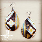 Load image into Gallery viewer, Leather Oval Mustard Earrings w/ Yellow Navajo Accent