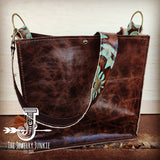 Load image into Gallery viewer, Hair on Hide Box Handbag w/ Turquoise Laredo Side Accents and Strap