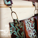 Load image into Gallery viewer, Hair on Hide Box Handbag w/ Turquoise Laredo Side Accents and Strap