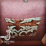 Load image into Gallery viewer, Hair on Hide Box Handbag w/ Turquoise Laredo Side Accents and Strap