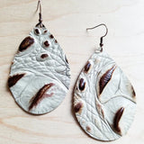 Load image into Gallery viewer, Leather Teardrop Earring-Brown &amp; Cream Gator