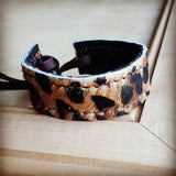 Load image into Gallery viewer, Leopard Narrow Leather Hair-On Bracelet