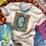 Load image into Gallery viewer, Leopard Turquoise Tee