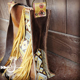 Load image into Gallery viewer, Hair on Hide Box Handbag w/ Yellow Navajo Accents and Strap