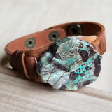 Load image into Gallery viewer, Leather Cuff w/ Ocean Agate