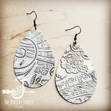 Load image into Gallery viewer, Leather Teardrop Earring-Oyster Paisley