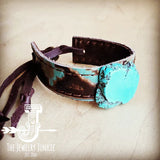 Load image into Gallery viewer, Leather Cuff with Turquoise in Blue Navajo