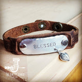 Load image into Gallery viewer, Blessed Hand Stamped Leather Cuff