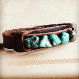 Load image into Gallery viewer, Dusty Leather Cuff w/ Blue Turquoise