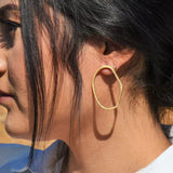 Load image into Gallery viewer, MATTE GOLD HOOP EARRINGS