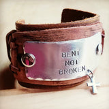 Load image into Gallery viewer, Bent Not Broken Distressed Leather Cuff