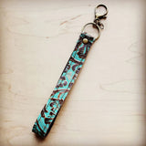 Load image into Gallery viewer, Embossed Leather Key Chain Strap Cowboy Turquoise