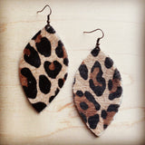 Load image into Gallery viewer, Leather Oval Earrings in Leopard Print Hair on Hide