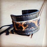 Load image into Gallery viewer, Leather Cuff with adjustable Tie in Black and Leopard Print