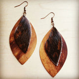 Load image into Gallery viewer, Leather Oval Tan Suede Earrings with Brown Hair-On-Hide Accents