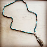 Load image into Gallery viewer, Frosted Picture Jasper and Amazonite Beaded Necklace with Tassel