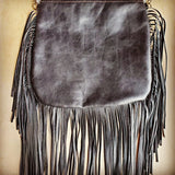 Load image into Gallery viewer, Leather Crossbody Handbag w/ Hair on Hide Flap Cowboy Accent