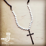 Load image into Gallery viewer, Genuine Shell Pearl Coin Necklace with Large Copper Cross Pendant