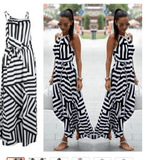 Load image into Gallery viewer, Black and White Stripe Maxi Dress