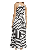 Load image into Gallery viewer, Black and White Stripe Maxi Dress